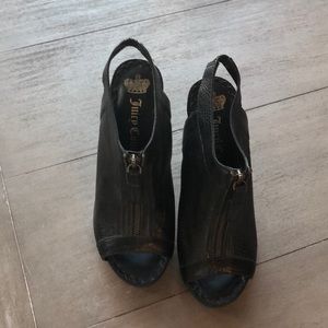 Black leather juicy couture zippered heels